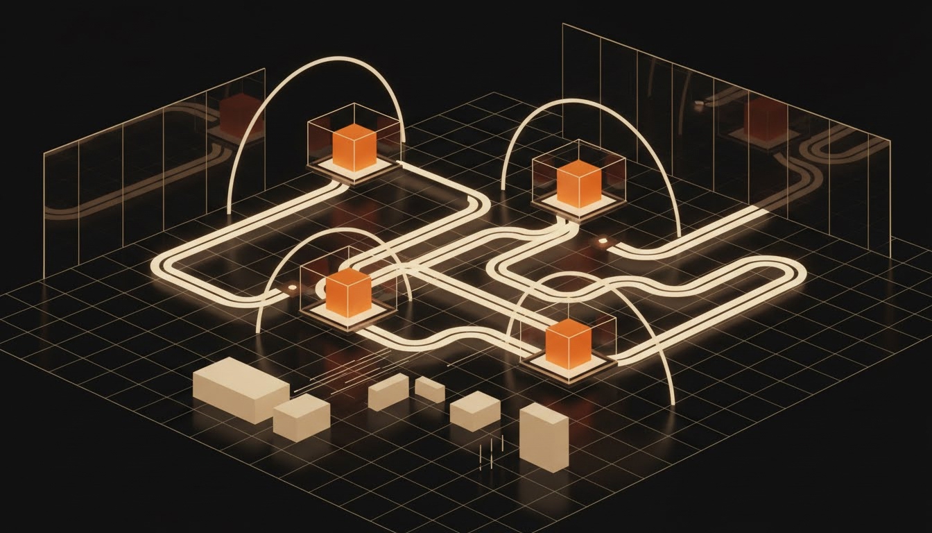Illustration éditoriale pour « Agents IA : Un Cadre Pragmatique pour l'Adoption et la Gouvernance en Entreprise »