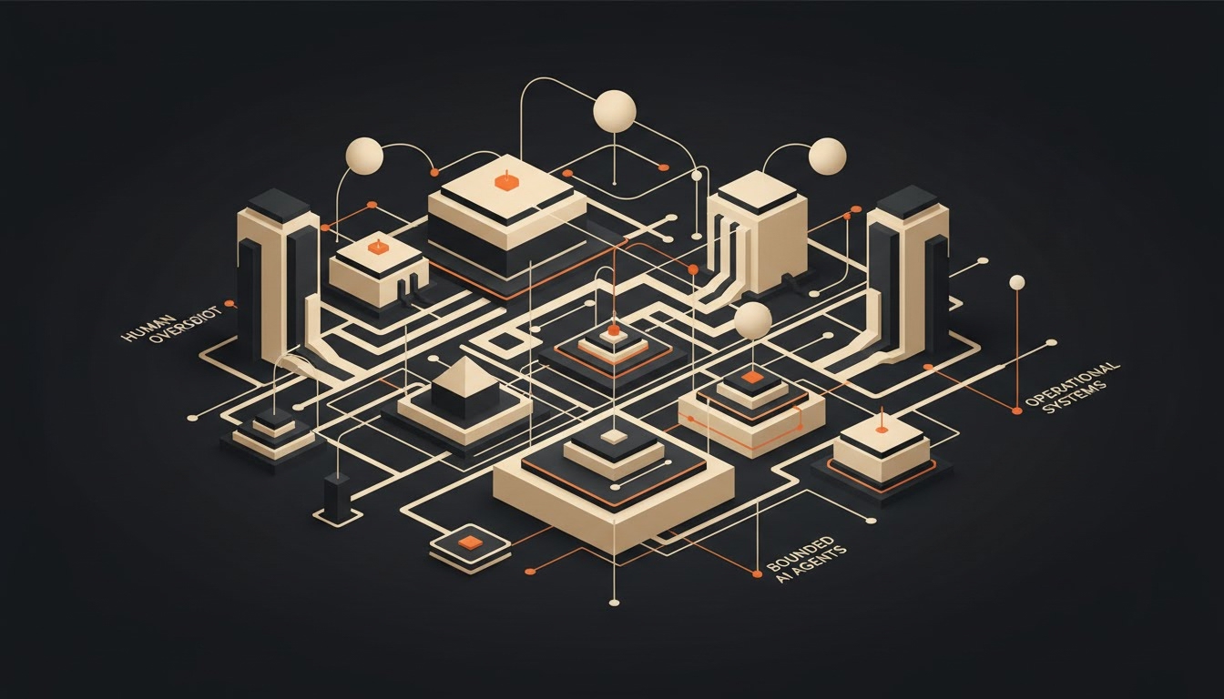 Illustration éditoriale pour « Cadre de Gouvernance des Agents IA: Contrôles Nommés et Routines Responsables »