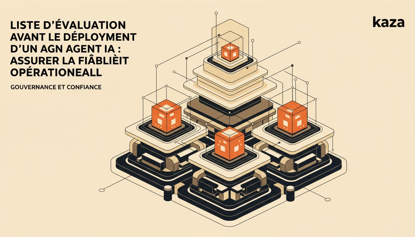 Illustration éditoriale pour « Liste d'Évaluation Avant le Déploiement d'un Agent IA : Assurer la Fiabilité Opérationnelle »